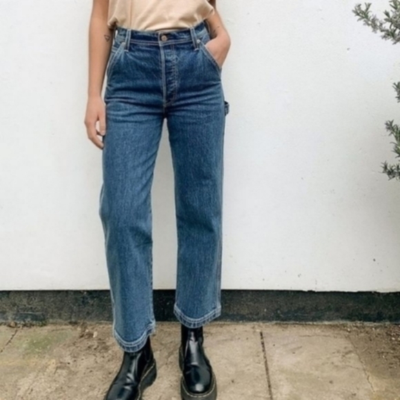 Levi's Ribcage Ankle Utility Straight Leg Jeans Nine to Five High Rise - Picture 16 of 16